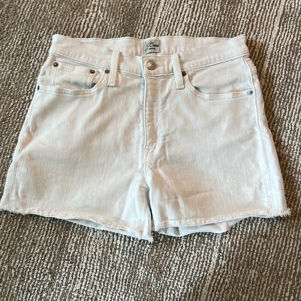 J crew reimagined stretch white denim shorts sz 27